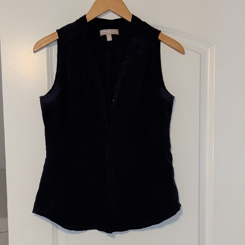 Banana Republic Navy Sleeveless Blouse